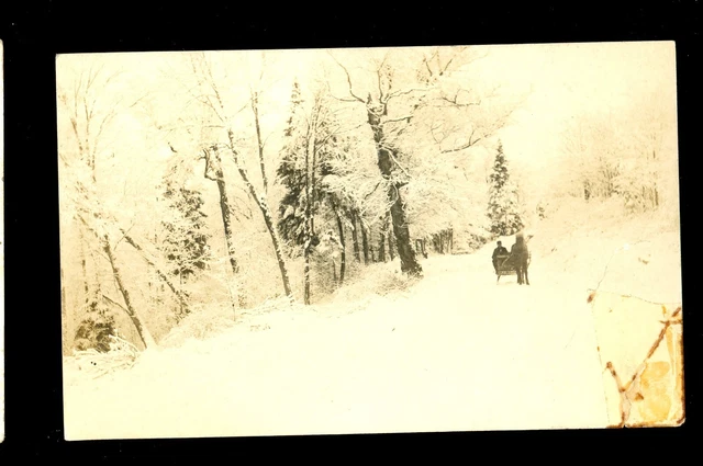 REAL PHOTO-horse drawn sleigh with William & Old John-to Groton, Vermont-L Duner