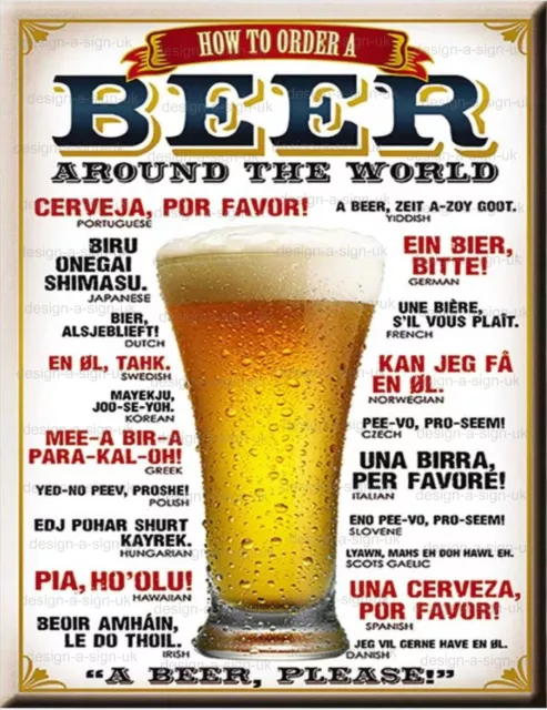 How To Order A Beer Around The World #M402 Sign 16 X 12" Garage Shed  Metal Pub