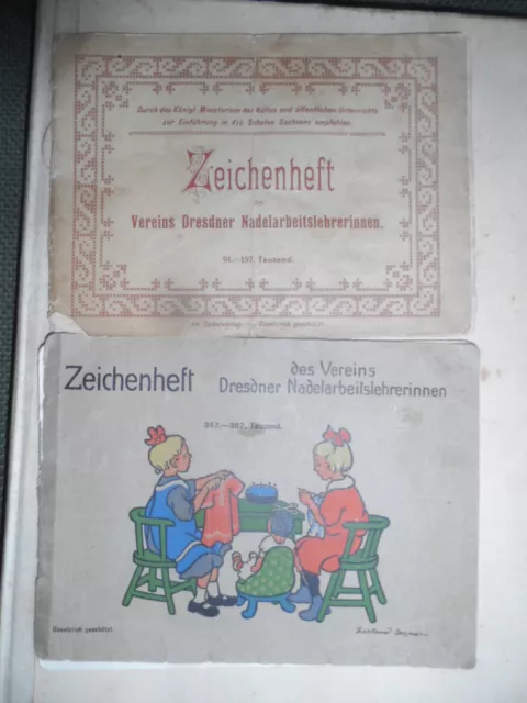 2x  Kreuzstich Sampler Zeichenheft Dresdner Nadelarbeitslehrerinnen Vorlage 1920