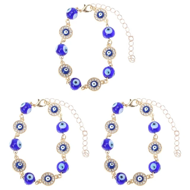 3x Turkish Bracelets Evil Eye Charms Evil Eye Bangle Beaded Bangles