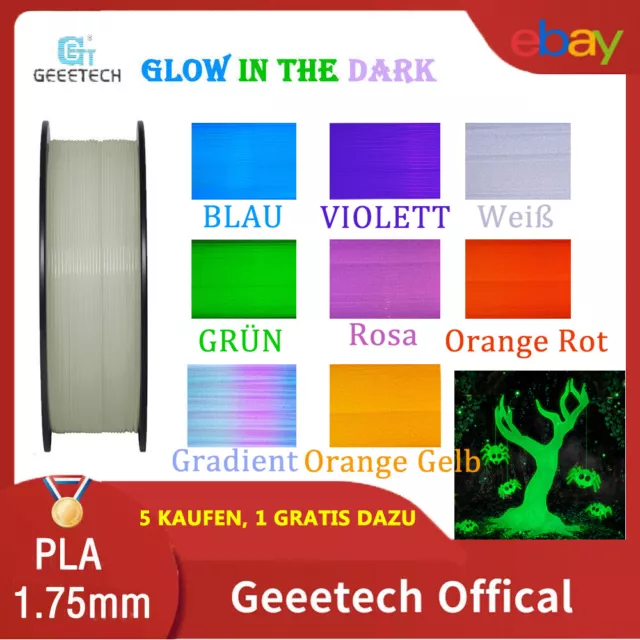 Stampante 3D Geeetech 3D PLA luci filamento 1 kg 1,75 mm VERDE luce notturna