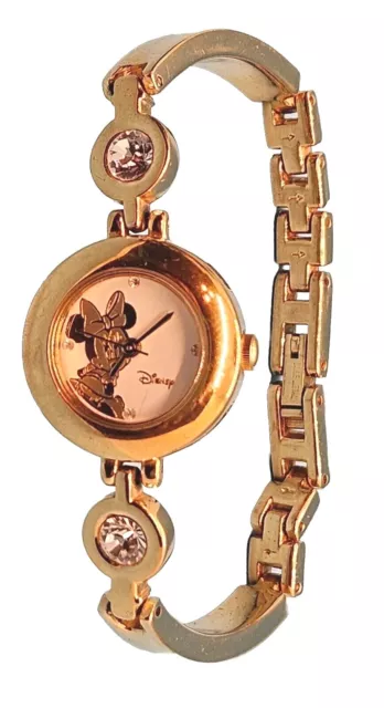 Womens DISNEY SII Seiko Gold Tone Minnie Mouse Bracelet Watch Japan New Battery