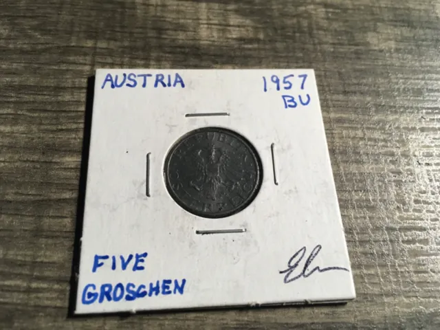 1957 Austria 5 Groschen Coin Brilliant Uncirculated # 2755s 🇦🇹