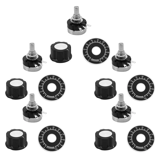 5X Carbon Potentiometer with Diameter with Knob, RV24YN 20S B103 10K W1R1