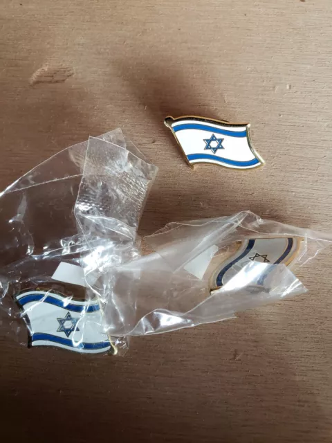 3 ISRAEL NATIONAL COUNTRY WORLD FLAG LAPEL PINs NOS Collectible Hat Work NOS