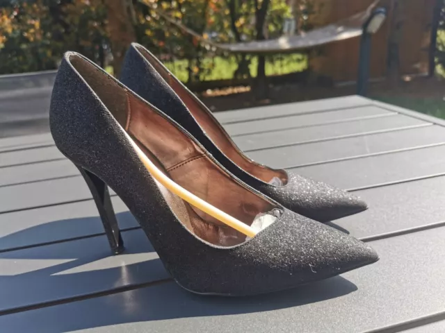 Scarpe décolleté nere brillantini donna con tacco