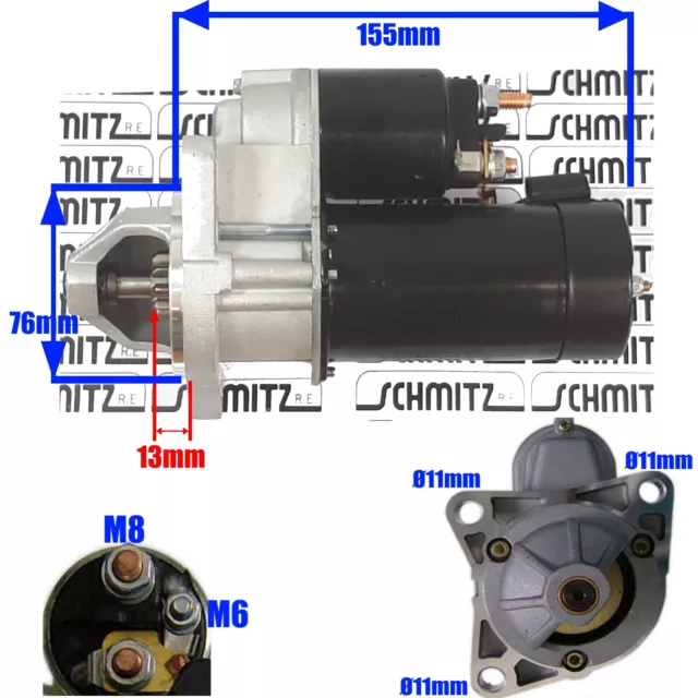 NOUVEAU démarreur moteur Ford 1.8 2.0 CVH/Zetec accouplé à-MT75 Pinto/Type9 3