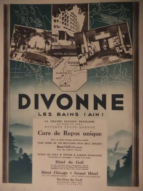 1934 Advertising Golf Hotel Divonne Les Bains La Grande Station Française