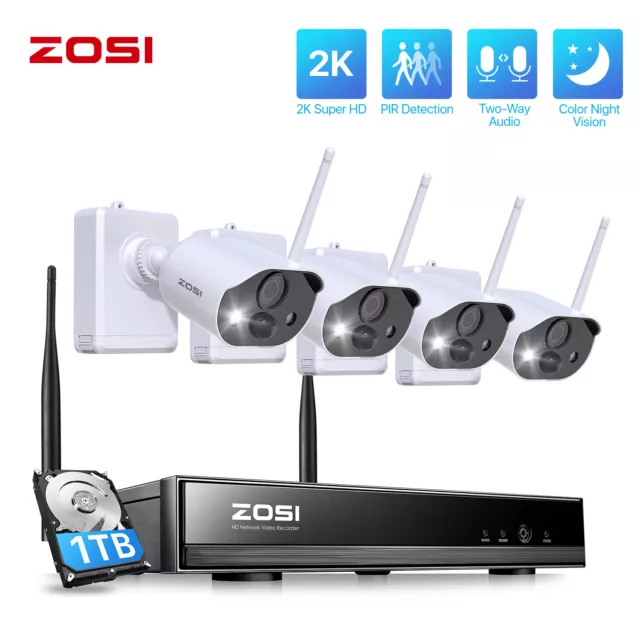 ZOSI C306 3MP Kit Vidéo Surveillance sans Fil 8CH 1To NVR 4 Caméra Batterie PIR