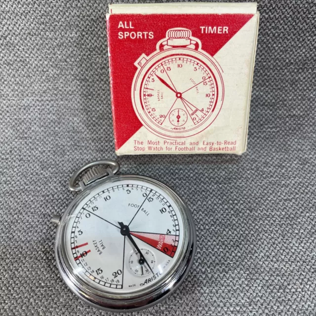 Vintage ARISTO Pocket BASKETBALL & FOOTBALL Timer Stop Watch WORKS ~Made In USA