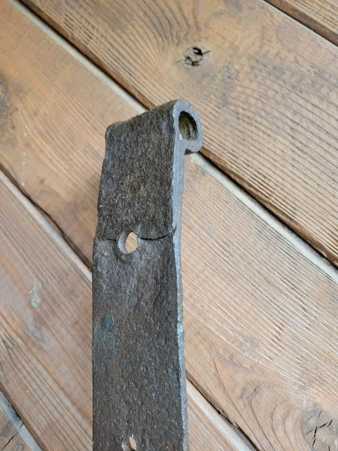 19c Antique Hand Wrought Forged Iron Barn Door Strap Hinges 26" 8