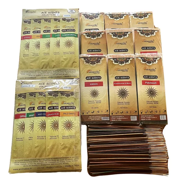 Incense Sticks Premium Masala Indian 100 Slow Burn (35 min+) Stick Multi Aromas 3