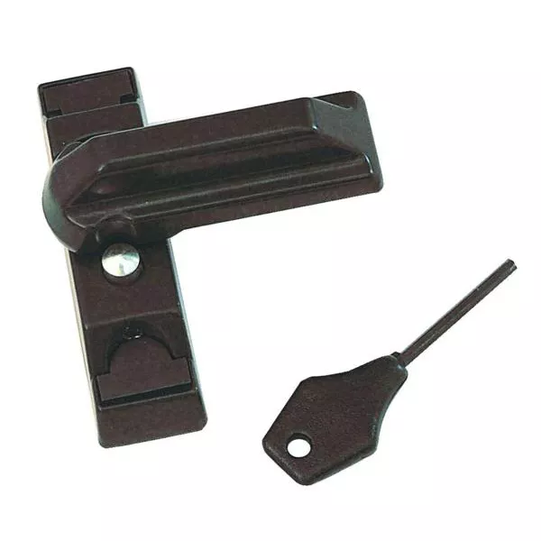 Asec Sash Jammers Stoppers for UPVC Doors & Windows with Lock Brown