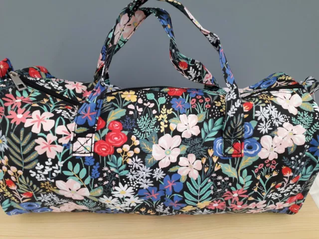 Storage with Style Floral Design on Black Knitting/Crochet/Craft Bag Hold All