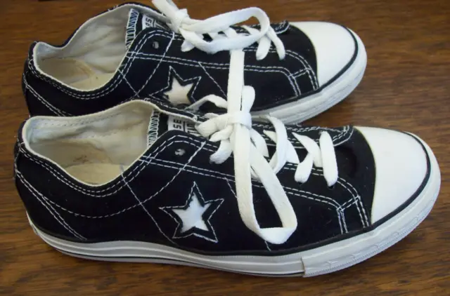 Converse One Star Low Top Black Sneakers~Star Cut-Outs~Women's 7