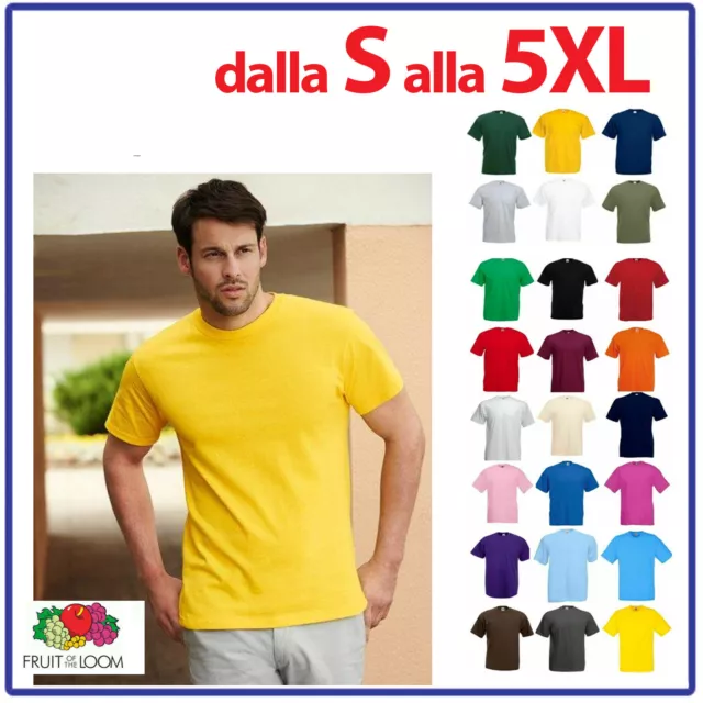 T SHIRT uomo donna fruit of the loom manica corta 100% cotone maglia maglietta