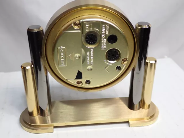 3.5” tall 4" across Nieman Marcus Brass Gold Tone Quartz Desk Clock, Runs Well 3