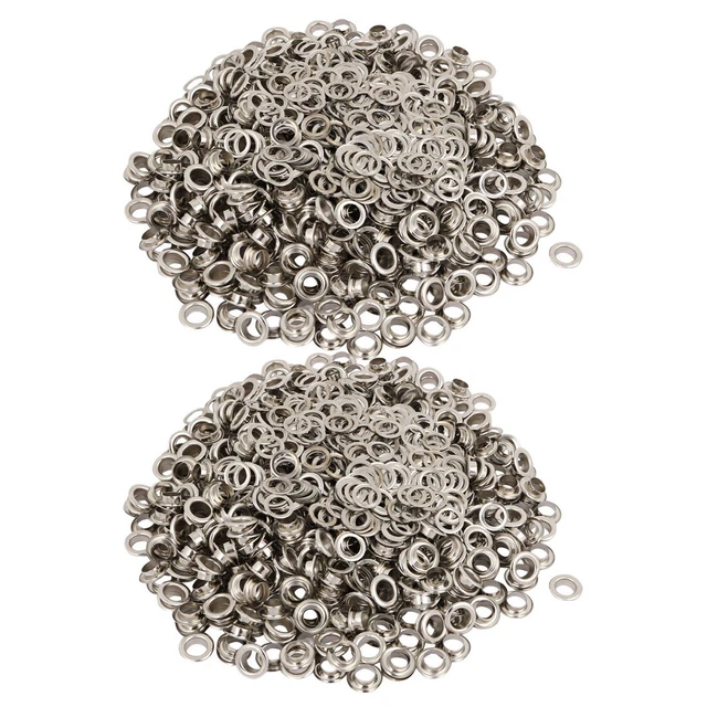 1000pcs 6mm Dia. int. oeillet plaquées nickel fer kit avec rondelles