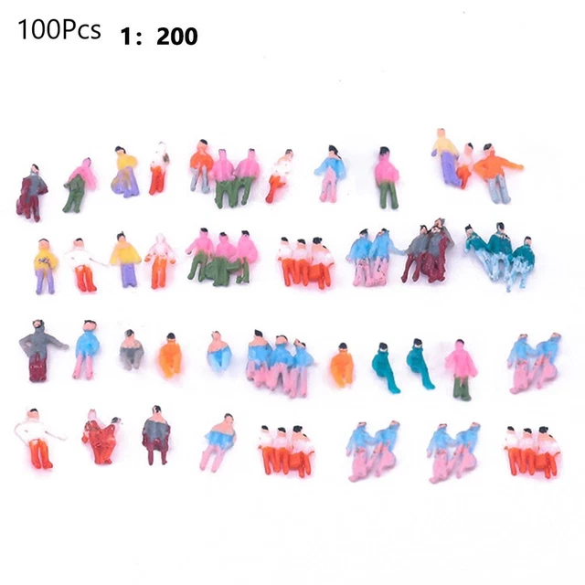 Lot de 100 figurines peintes architecturales P50 à l'échelle 1:50, jauge O, personnes assises et debout pour scènes miniatures Lot de 100 figurines peintes architecturales P50 à l'échelle 1:50, jauge O, personnes assises et debout pour scènes miniatures