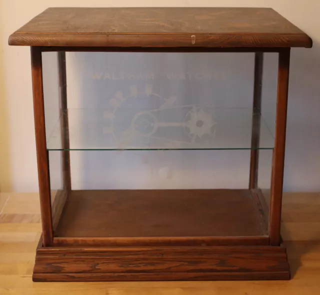 Antique / Vintage Waltham Pocket Watch Display Case tiger oak