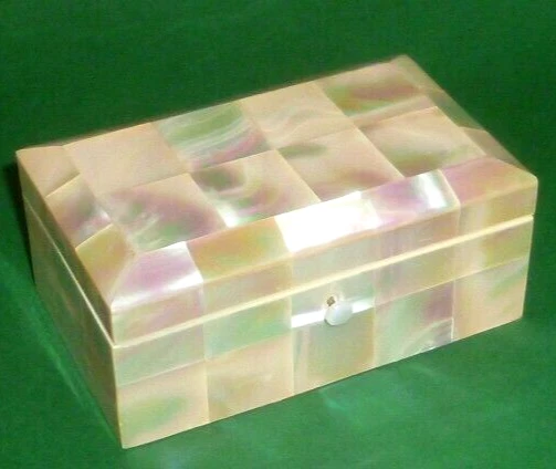 Antiguo Caja de Joyería Adorno Caja Grifón Arcón Joyas Lata Madre Perla