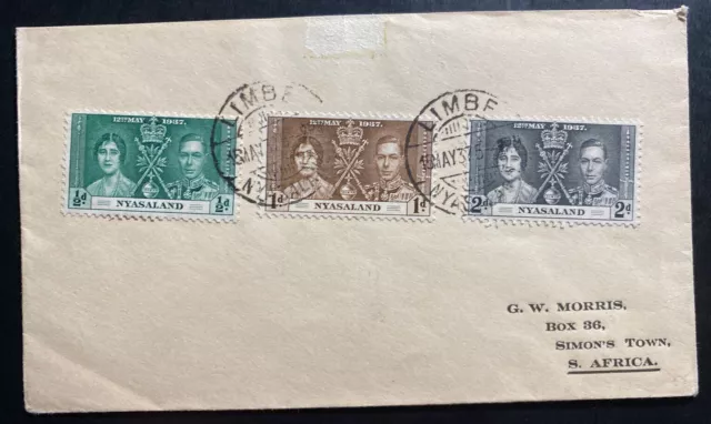 1937 Limbe Nyasaland First Day Cover To New York King George VI Coronation KGVI