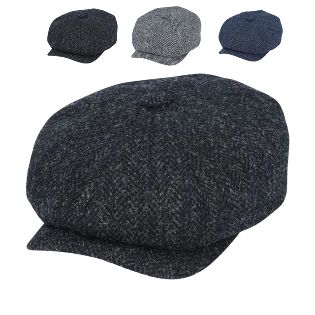 COPPOLA BERRETTO Peaky Blinder 8 SPICCHI ECOPELLE NERO MADE IN ITALY