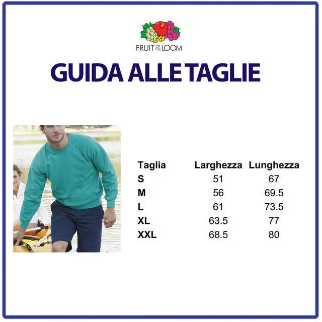 felpa uomo donna girocollo fruit of the loom cotone da lavoro xl xxl invernale 2
