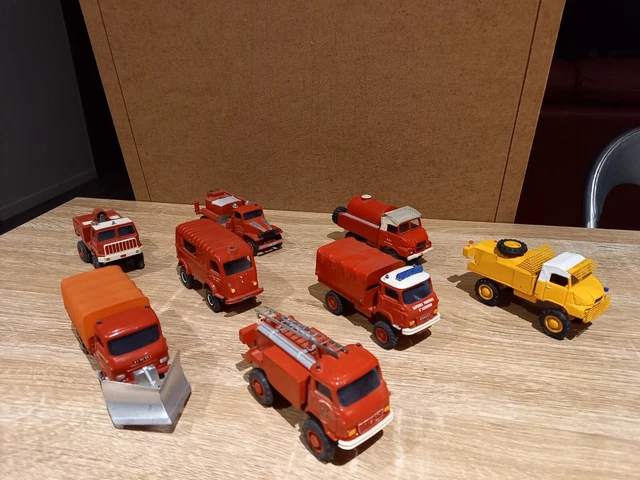 Lot De 7 Camions De Pompiers Corgi Major + Ambulance – Collection Pompiers En Métal Rouge
