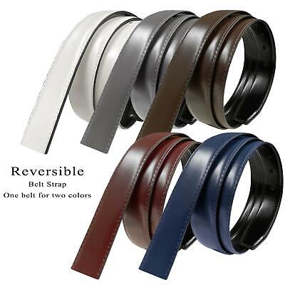 Replacement Genuine Leather Reversible Belt Strap Without Buckle 1-1/8" Wide