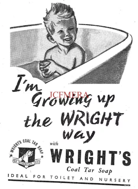 Original Wrights 'COAL TAR SOAP' ADVERT (3) Small Vintage 1940s Print Ad 162/125