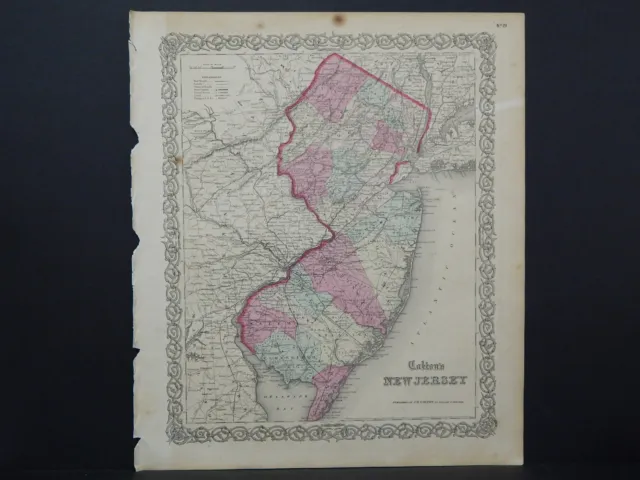 Colton's Maps, 1855, Authentic  New Jersey  R8#19