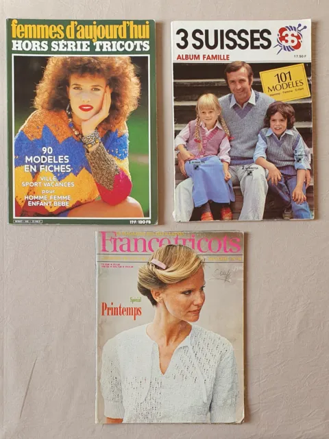 Lot 2 Magazines Catalogues Revues TRICOT VINTAGE famille Années 80 + 1 offert