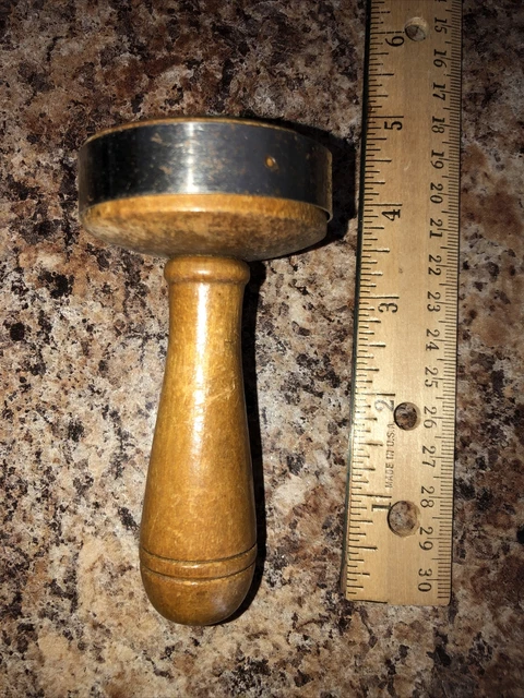 Vintage Hard Wood Sock Darner Tool with Removeable Metal Band - Circa 1940s