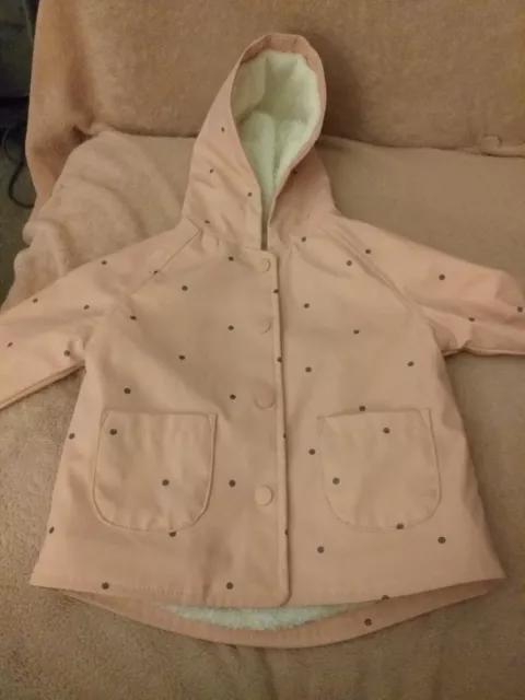 Cappotto con cappuccio foderato in pile rosa 3-6 mesi