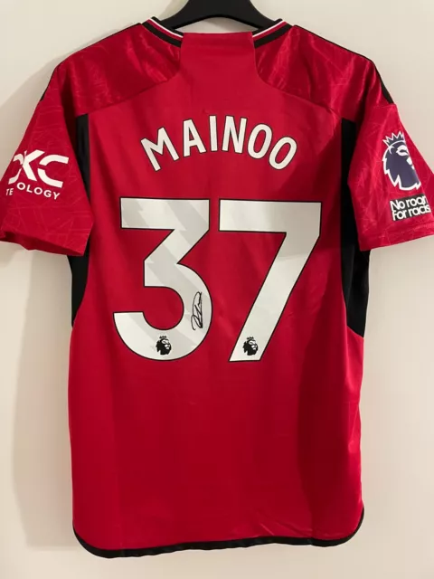 Kobbie Mainoo hand signed Manchester United 23 24 home shirt exact proof 2