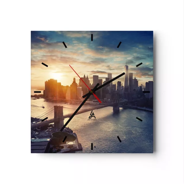 Horloge murale en verre 40x40cm Silencieuse La ville de New York Wall Clock