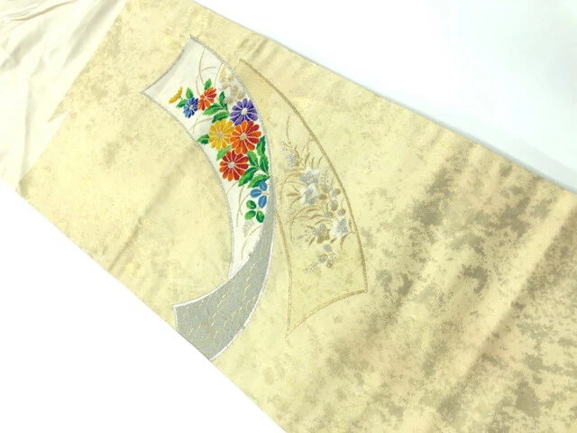 6514567: Japanese Kimono / Vintage Nagoya Obi / Woven Autumn Flower & Noshi Patt