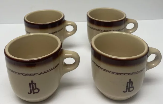 Vintage Set of 4 Shenango China cowboy restaurant NJB Wallace China coffee cups.