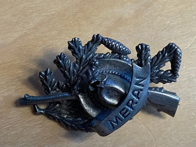 Vintage German Hat Pin Hat with Rifle and pine Meran