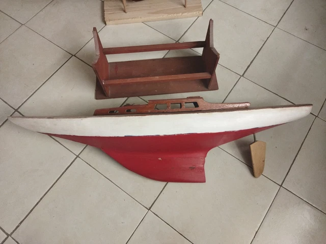 Ancien Voilier De Bassin NOVA FRADET MFP En Bois - Jouet Miniature Bateau Rare
