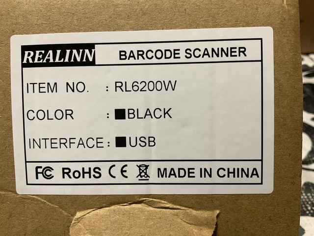 REALINN Wireless 2D QR Barcode Scanner Rechargeable Automatic Hanheld Code NIB
