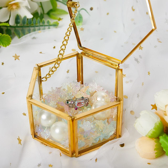 Geometrical Clear Glass Jewelry Box Jewelry Organize Holder Ring Jewelry Storaka