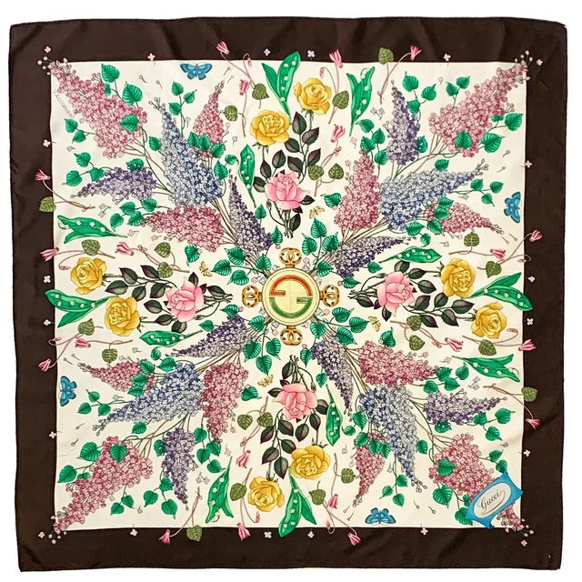GUCCI V.ACCORNERO FLORA LARGE silk scarf 34/33 in Made In Italy #A47 POOR CD GUCCI V.ACCORNERO FLORA LARGE silk scarf 34/33 in Made In Italy #A47 POOR CD