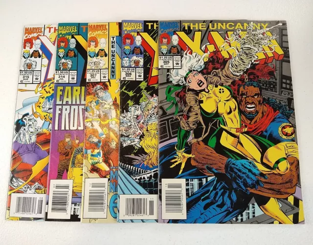 The Uncanny X-Men #305 306 307 314 315 Newsstand Lot RARE (1993 Marvel Comics)