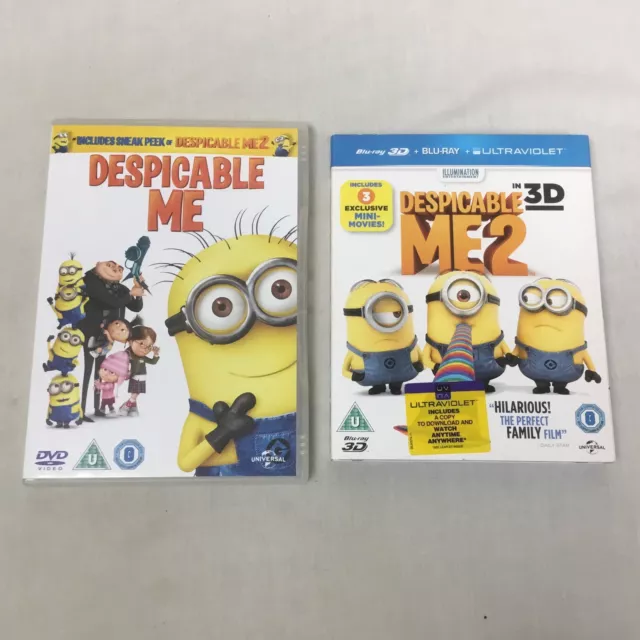 Despicable Me 1 (DVD) And Despicable Me 2 (3D BLU-RAY) Minions Film Bundle