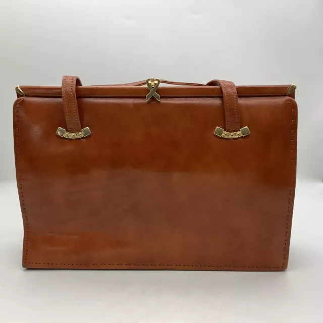 Vintage Ackery Of London Tan Brown Leather Ladies Handbag C.1960s