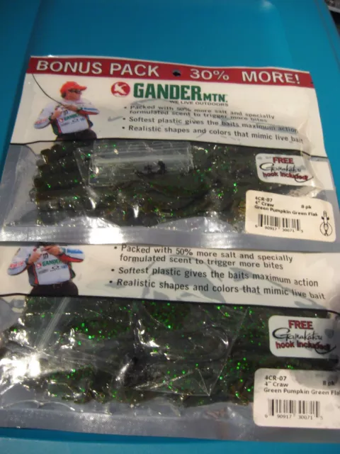 2 PACKS GANDER Mountain Fishing Soft Bait 4 Craw Green Pumpkin & Green  Flakes $14.56 - PicClick