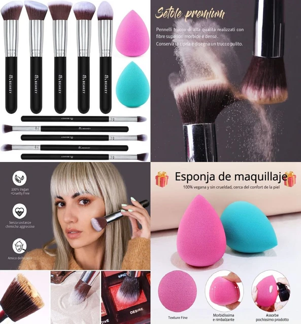 BEAKEY Pennelli Make Up Premium synthetic pennelli trucco A-nero-argento