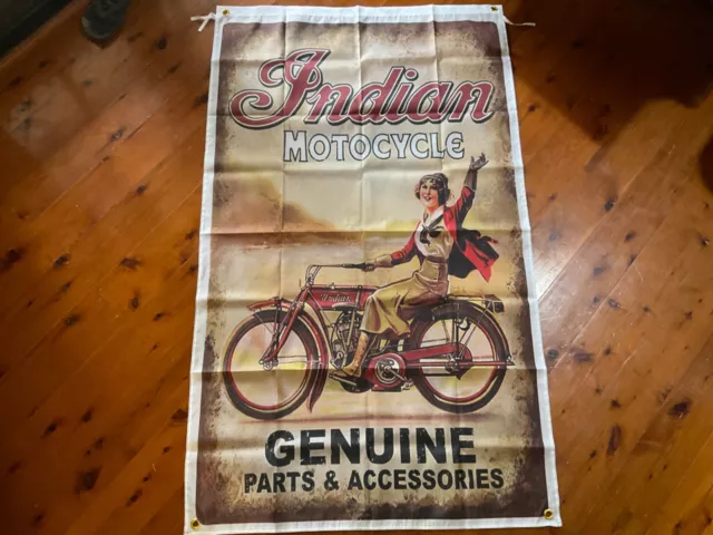 Indian motor bike.  motorcycle. Man cave flag wall hanging bar poster home decor